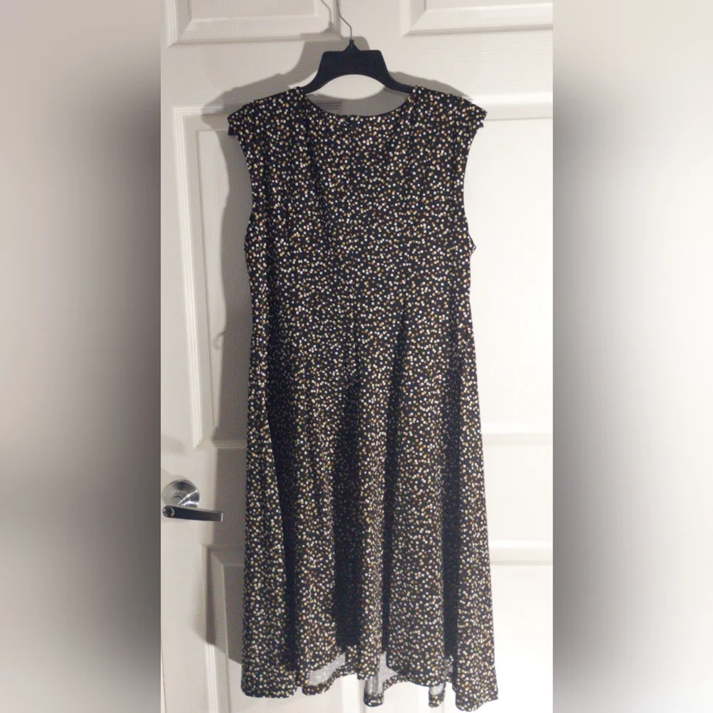 R&K Black Brown Square Pattern Dress Women's Plus Sz 16 Lined Bodice sleeveless